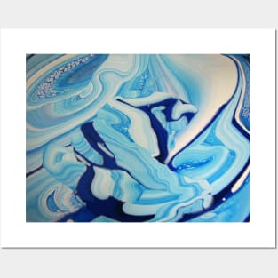 Blue Swirl Paint Posters and Art